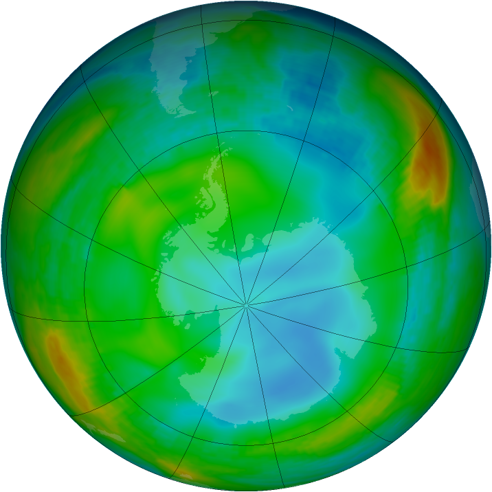 Antarctic ozone map for 29 June 1991